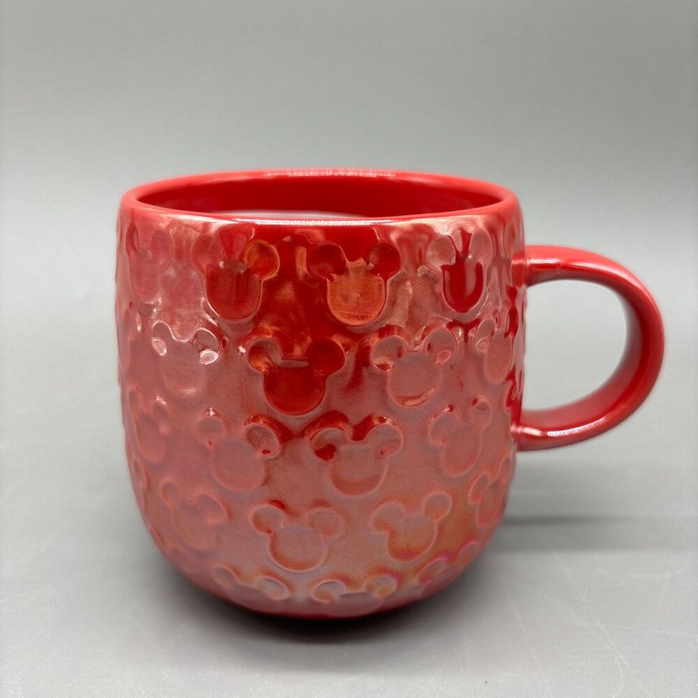 Disney Parks 2024 Homestead Red Mickey Icons Raised Iridescent Luster Mug 16 oz